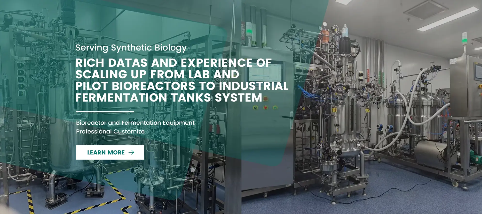 Sirviendo biología sintética, datos ricos y experiencia en escalar desde Biorreactores de laboratorio y pilotos hasta el sistema de tanques de fermentación industrial